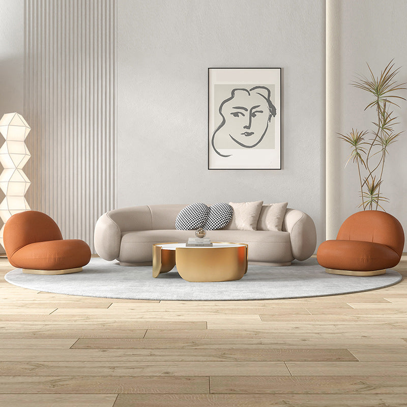 Sofa courbe serré en cuir faux contemporain canapé de bras en pente