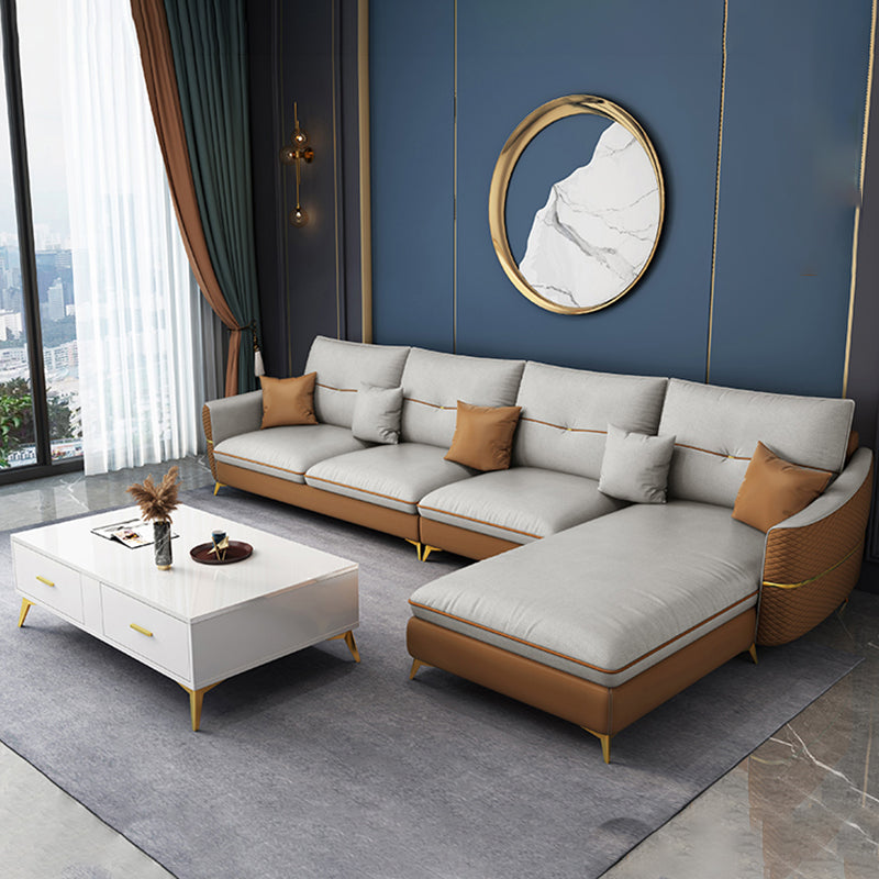 37.4 "H Faux Leather Flar La Vared Arm Sofa & Chaise for Living Room