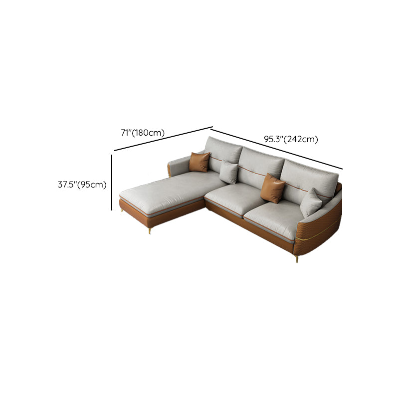 37.4 "H Faux Leather Flar La Vared Arm Sofa & Chaise for Living Room