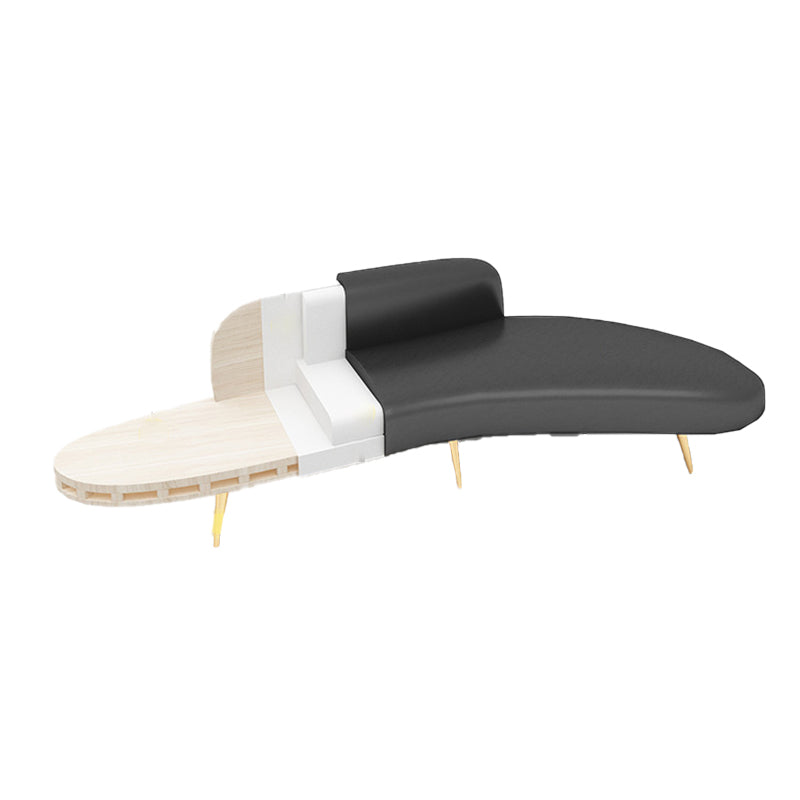 Contemporary Tight Back Armless Settee Fabric Curved Settee with Hair Pin Legs