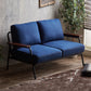 Contemporary Square Arm Sofa 2-seater Standard Sofa with 2 Pillows Denim Blue Clearhalo 'furn' 'furn_sofas' 'Furniture' 'Living Room Furniture' 'Sofa' 'sofas' 6132344