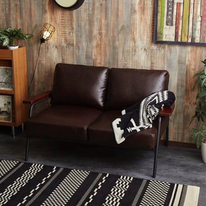 Contemporary Square Arm Sofa 2-seater Standard Sofa with 2 Pillows Brown Clearhalo 'furn' 'furn_sofas' 'Furniture' 'Living Room Furniture' 'Sofa' 'sofas' 6132354