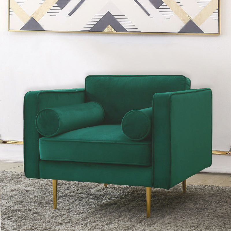 タキシードアームソファモダンスタイルの緑のベルベットソファが金属脚