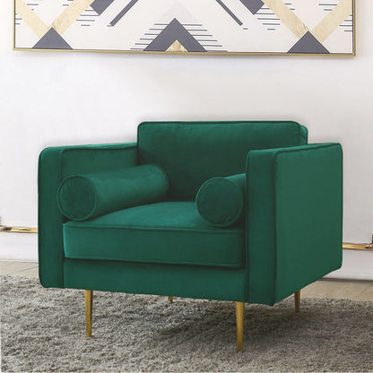 タキシードアームソファモダンスタイルの緑のベルベットソファが金属脚