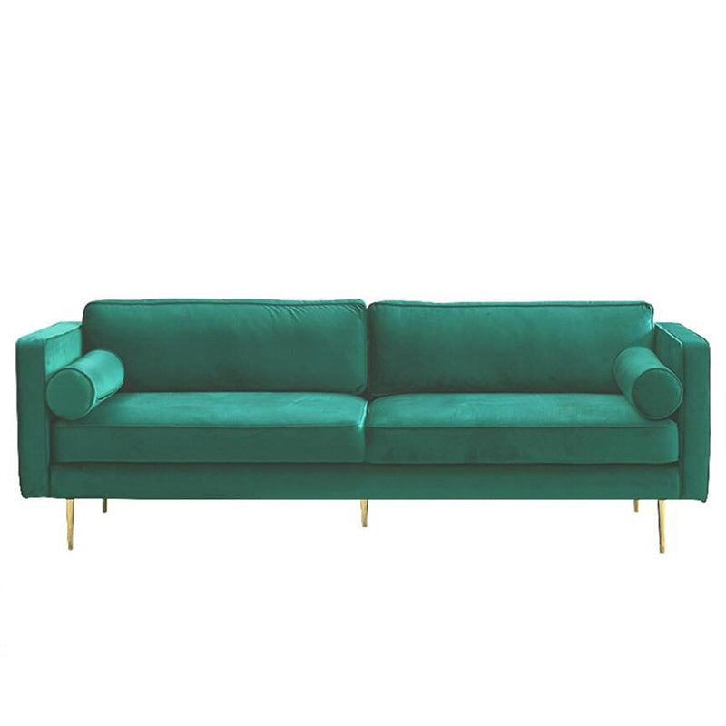 タキシードアームソファモダンスタイルの緑のベルベットソファが金属脚