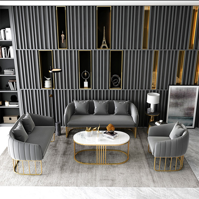 Blau/grau Samtsofa Modernismus Smoking -Arm -Sofa mit Kissen