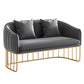 Blau/grau Samtsofa Modernismus Smoking -Arm -Sofa mit Kissen