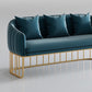 Blau/grau Samtsofa Modernismus Smoking -Arm -Sofa mit Kissen
