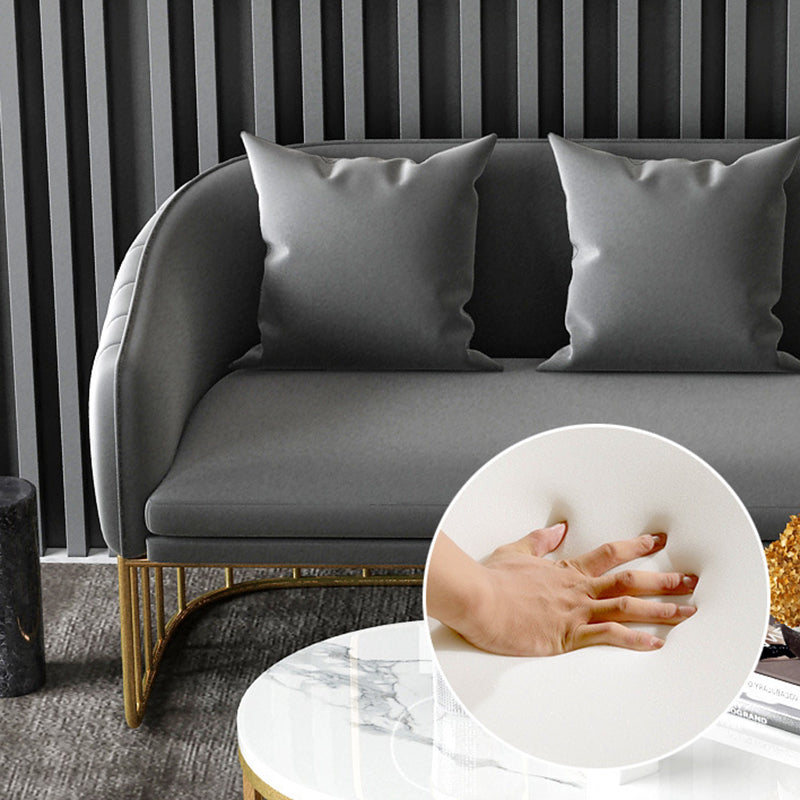 Blau/grau Samtsofa Modernismus Smoking -Arm -Sofa mit Kissen