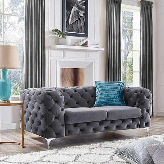 Zeitgenössischer Tufted-Sofa 2/3-Sitztuxedo-Arm mit Metallbeinen