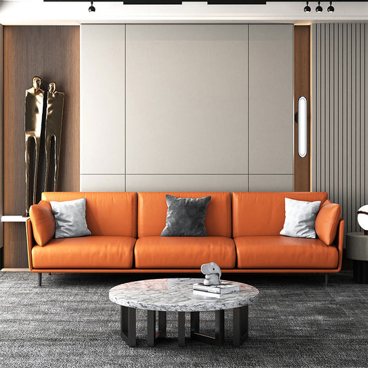 Kunstleder Orangensofa Kissen Oberarmsofa mit Metallbeinen