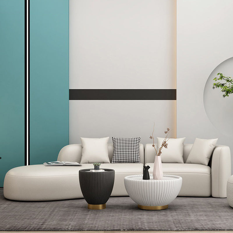 Contemporary Curved Seating Tight Back Tuxedo Arm Sofa for Living Room 134"L x 45"W x 30"H Clearhalo 'furn' 'furn_sofas' 'Furniture' 'Living Room Furniture' 'Sofa' 'sofas' 6132489