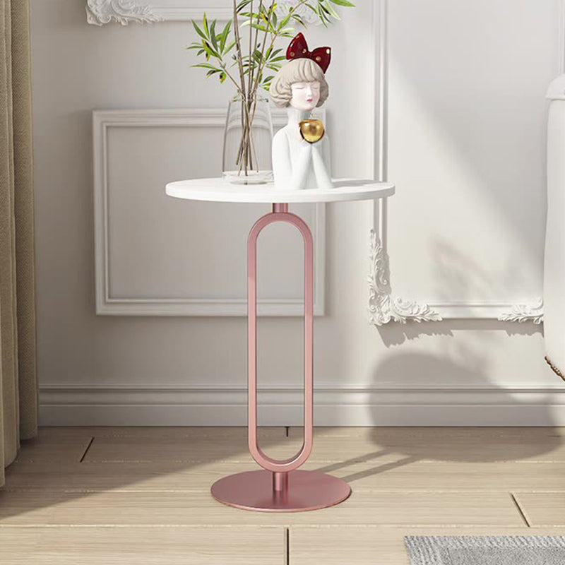 21.65" Tall Pedestal Side Table Modern Style Round Stone Top End Table