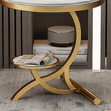 Modern Double Tier Minimalist End Table Abstract Round Corner Table Clearhalo 'Coffee & Accent Tables' 'End & Side Tables' 'end_side_tables' 'furn' 'furn_end_side_tables' 'Furniture' 'Living Room Furniture' 6132771