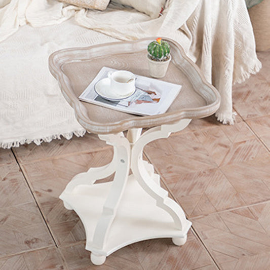 Distressed Wood Side Table French Country Style 25" Tall Side Table