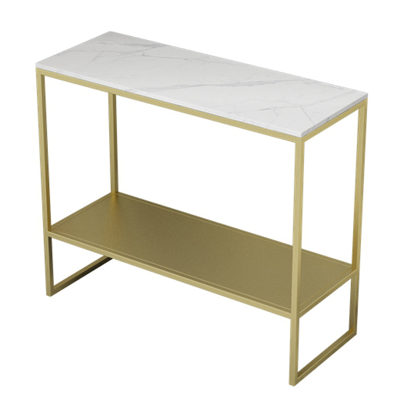 Rectangular Slate Top End Table Modern Shelf Included Side Table - 25.6" W