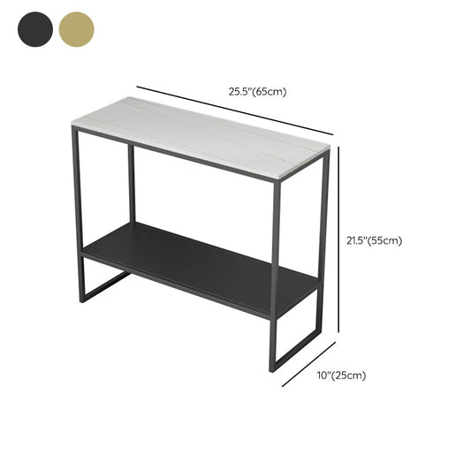 Rectangular Slate Top End Table Modern Shelf Included Side Table - 25.6" W