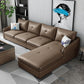 31.49 " H Brown Leather Square Arm Tufted Sofa & Chaise for Living Room 126"L x 67"W x 31.5"H Right Clearhalo 'furn' 'furn_sectionals' 'Furniture' 'Living Room Furniture' 'Sectionals' 6132898
