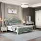84.65 inch Wide Glam Bed Frame Rubberwood Solid Color Standard Bed with Headboard