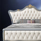 84.65 inch Wide Glam Bed Frame Rubberwood Solid Color Standard Bed with Headboard