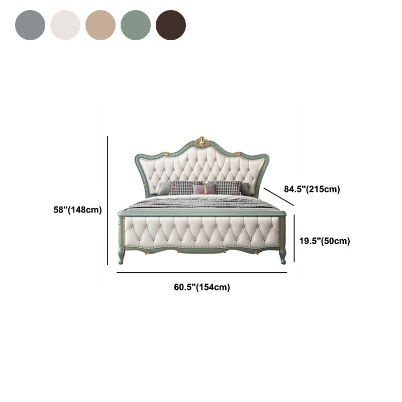 84.65 inch Wide Glam Bed Frame Rubberwood Solid Color Standard Bed with Headboard