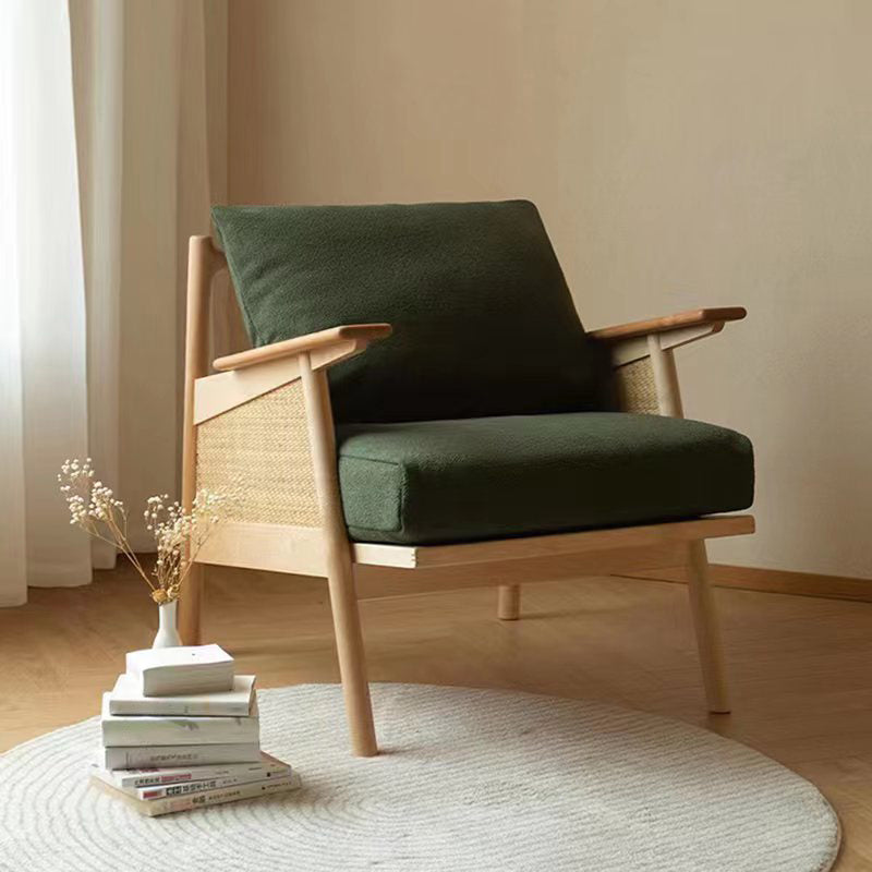 Recessed Arms Included Chair 30.51" Wide Solid Wood Frame Armchair Green 1 Piece Clearhalo 'Accent Chairs' 'accent_chairs' 'Chairs & Seating' 'furn' 'furn_accent_chairs' 'Furniture' 'Living Room Furniture' 6132942