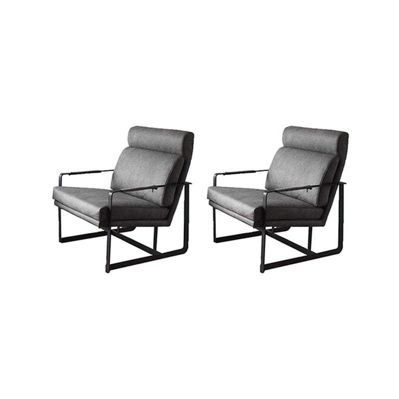 Square Arms Included Chair 31.49" Wide Armchair with Loose Back Grey Faux Leather 2 Piece Set Clearhalo 'Accent Chairs' 'accent_chairs' 'Chairs & Seating' 'furn' 'furn_accent_chairs' 'Furniture' 'Living Room Furniture' 6132956