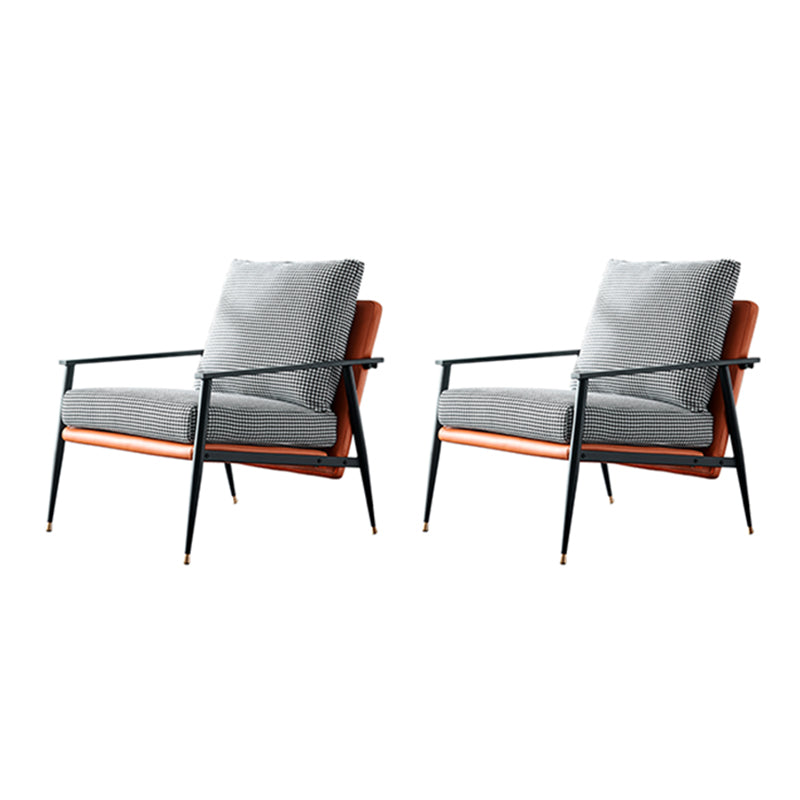 Chenille Arms Included Chair 32.28" Wide Armchairwith Pillow Back Houndstooth pattern 2 Piece Set Clearhalo 'Accent Chairs' 'accent_chairs' 'Chairs & Seating' 'furn' 'furn_accent_chairs' 'Furniture' 'Living Room Furniture' 6132971