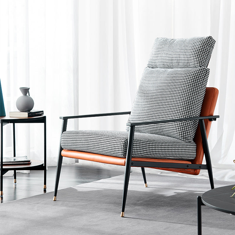 Chenille Arms Included Chair 32.28" Wide Armchairwith Pillow Back Houndstooth pattern 1 Piece Clearhalo 'Accent Chairs' 'accent_chairs' 'Chairs & Seating' 'furn' 'furn_accent_chairs' 'Furniture' 'Living Room Furniture' 6132973