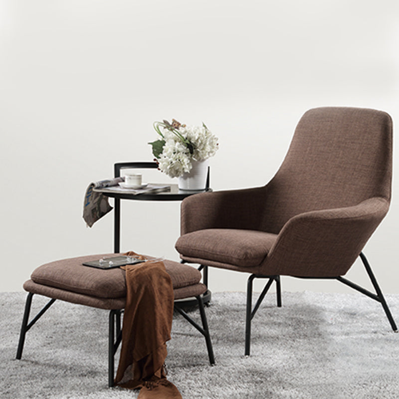 Linen Accent Chair Arms Included Accent Room Chair with Ottoman, 28.34" Wide Clearhalo 'Accent Chairs' 'accent_chairs' 'Chairs & Seating' 'furn' 'furn_accent_chairs' 'Furniture' 'Living Room Furniture' 6132982