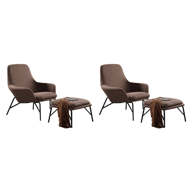 Linen Accent Chair Arms Included Accent Room Chair with Ottoman, 28.34" Wide Coffee 2 Piece Set Clearhalo 'Accent Chairs' 'accent_chairs' 'Chairs & Seating' 'furn' 'furn_accent_chairs' 'Furniture' 'Living Room Furniture' 6132983