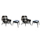 Linen Accent Chair Arms Included Accent Room Chair with Ottoman, 28.34" Wide Black White 2 Piece Set Clearhalo 'Accent Chairs' 'accent_chairs' 'Chairs & Seating' 'furn' 'furn_accent_chairs' 'Furniture' 'Living Room Furniture' 6132984