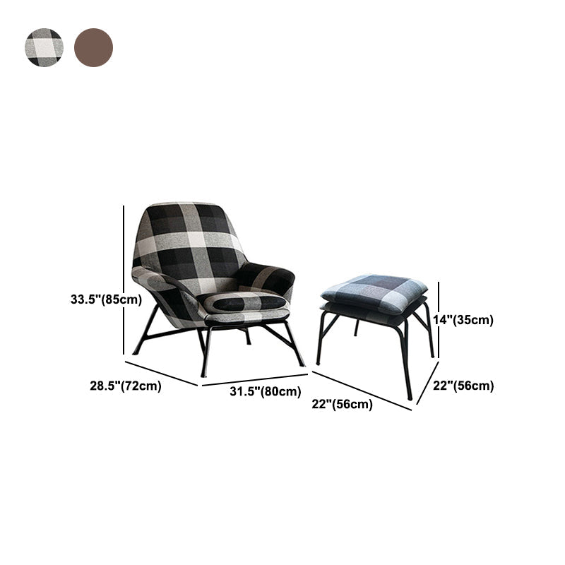 Linen Accent Chair Arms Included Accent Room Chair with Ottoman, 28.34" Wide Clearhalo 'Accent Chairs' 'accent_chairs' 'Chairs & Seating' 'furn' 'furn_accent_chairs' 'Furniture' 'Living Room Furniture' 6132994