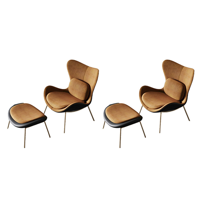 Velvet Accent Chair 33.85" Wide Armless Accent Room Chair for Living Room Camel 2 Piece Set Clearhalo 'Accent Chairs' 'accent_chairs' 'Chairs & Seating' 'furn' 'furn_accent_chairs' 'Furniture' 'Living Room Furniture' 6132997