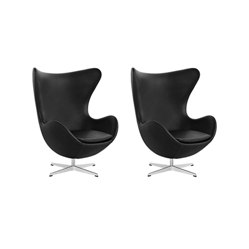 Arms Included Chair Egg Shape Chair for Living Room, 31.49" Wide Black Wool 2 Piece Set Clearhalo 'Accent Chairs' 'accent_chairs' 'Chairs & Seating' 'furn' 'furn_accent_chairs' 'Furniture' 'Living Room Furniture' 6133008