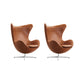 Arms Included Chair Egg Shape Chair for Living Room, 31.49" Wide Brown Faux Leather 2 Piece Set Clearhalo 'Accent Chairs' 'accent_chairs' 'Chairs & Seating' 'furn' 'furn_accent_chairs' 'Furniture' 'Living Room Furniture' 6133010