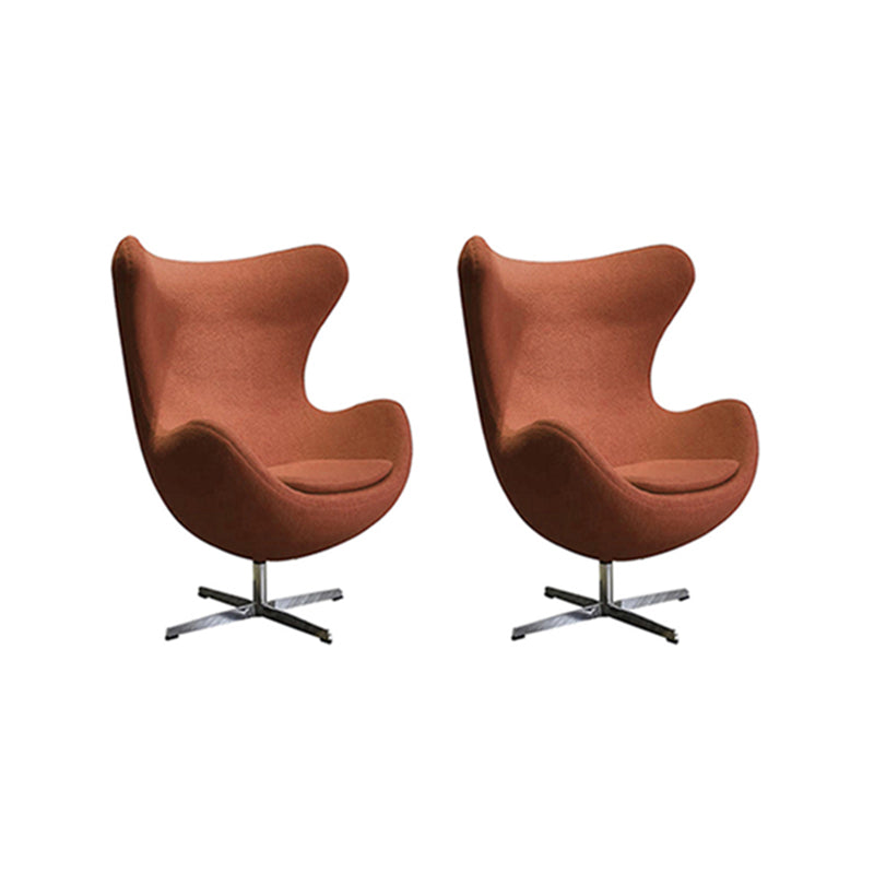 Arms Included Chair Egg Shape Chair for Living Room, 31.49" Wide Brown Wool 2 Piece Set Clearhalo 'Accent Chairs' 'accent_chairs' 'Chairs & Seating' 'furn' 'furn_accent_chairs' 'Furniture' 'Living Room Furniture' 6133011