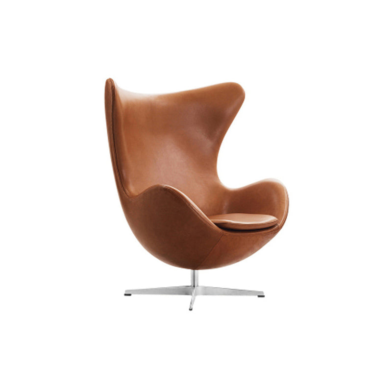 Arms Included Chair Egg Shape Chair for Living Room, 31.49" Wide Brown Faux Leather 1 Piece Clearhalo 'Accent Chairs' 'accent_chairs' 'Chairs & Seating' 'furn' 'furn_accent_chairs' 'Furniture' 'Living Room Furniture' 6133024