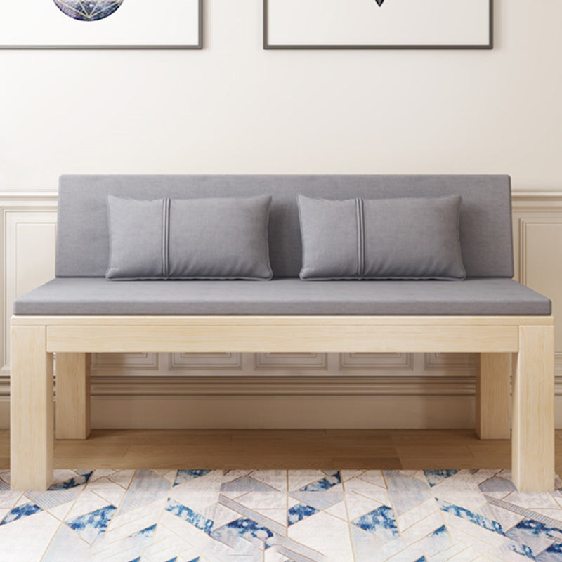 Modern 2/3-seater Settee Fabric Armless Settee with Wood Accents