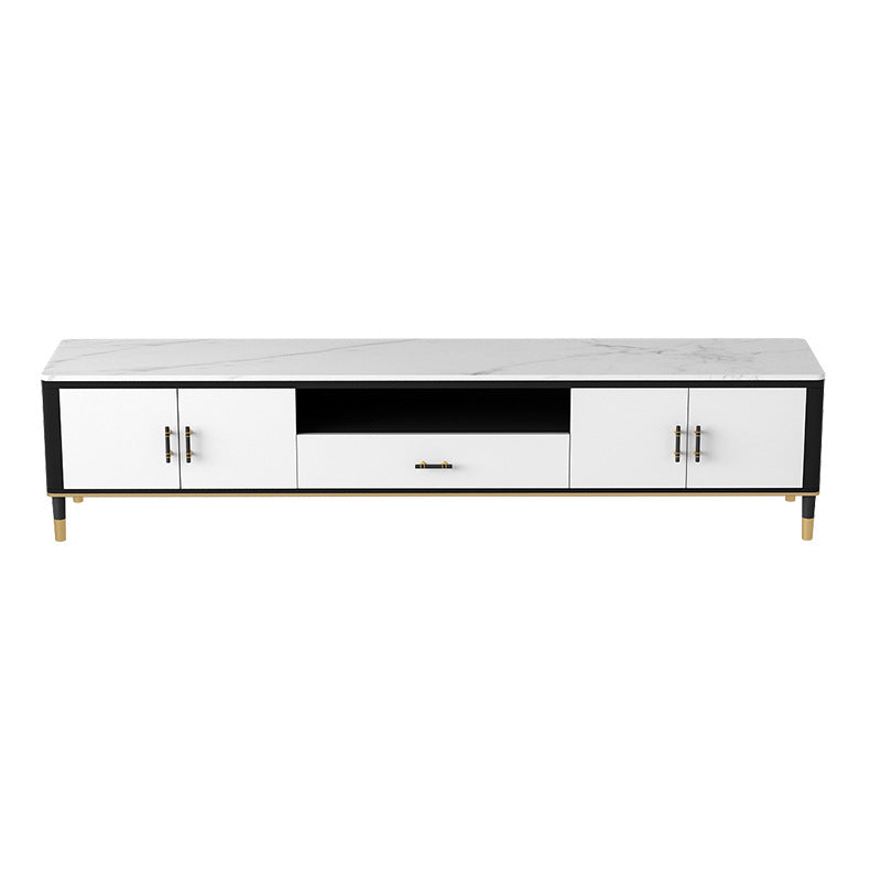 Modern Stone TV Media Stand 16" W Open Shelving TV Stand Console with Cabinet White Clearhalo 'furn' 'furn_tv_stands_entertainment_centers' 'Furniture' 'Living Room Furniture' 'TV Stands & Entertainment Centers' 'TV Stands & Media Storage Furniture' 'tv_stands_entertainment_centers' 6135599