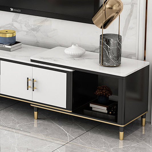 Modern Stone TV Media Stand 16" W Open Shelving TV Stand Console with Cabinet Clearhalo 'furn' 'furn_tv_stands_entertainment_centers' 'Furniture' 'Living Room Furniture' 'TV Stands & Entertainment Centers' 'TV Stands & Media Storage Furniture' 'tv_stands_entertainment_centers' 6135609