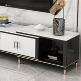 Modern Stone TV Media Stand 16" W Open Shelving TV Stand Console with Cabinet Clearhalo 'furn' 'furn_tv_stands_entertainment_centers' 'Furniture' 'Living Room Furniture' 'TV Stands & Entertainment Centers' 'TV Stands & Media Storage Furniture' 'tv_stands_entertainment_centers' 6135609