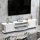 Meuble TV contemporain en bois, rangement ouvert, Console multimédia TV avec pieds pour salon