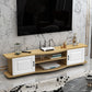 Meuble TV contemporain en bois, rangement ouvert, Console multimédia TV avec pieds pour salon