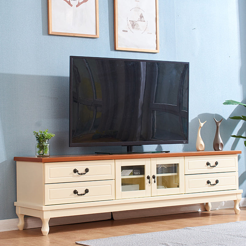 Transitional Wooden TV Stand TV Media Stand with Doors for Living Room Cream Clearhalo 'furn' 'furn_tv_stands_entertainment_centers' 'Furniture' 'Living Room Furniture' 'TV Stands & Entertainment Centers' 'TV Stands & Media Storage Furniture' 'tv_stands_entertainment_centers' 6135696