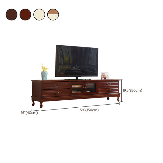 Transitional Wooden TV Stand TV Media Stand with Doors for Living Room