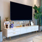 Modern Stone TV Stand White TV Media Stand with Legs for Living Room 87"L x 16"W x 18"H Clearhalo 'furn' 'furn_tv_stands_entertainment_centers' 'Furniture' 'Living Room Furniture' 'TV Stands & Entertainment Centers' 'TV Stands & Media Storage Furniture' 'tv_stands_entertainment_centers' 6135732