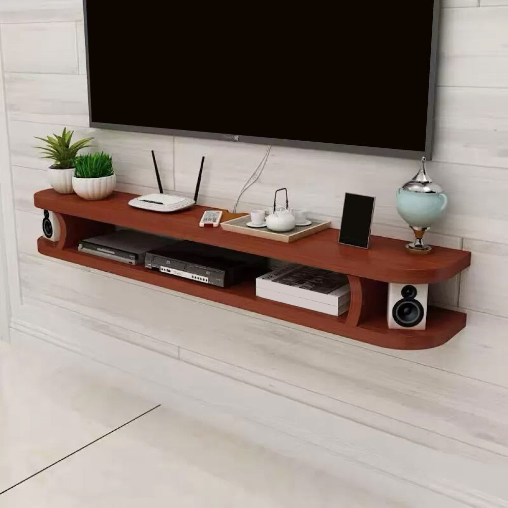 Contemporary TV Media Stand Wall-mounted Wood TV Console with Open Shelving Dark Brown Cabinet Not Included Clearhalo 'furn' 'furn_tv_stands_entertainment_centers' 'Furniture' 'Living Room Furniture' 'TV Stands & Entertainment Centers' 'TV Stands & Media Storage Furniture' 'tv_stands_entertainment_centers' 6135762