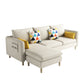 Scandinavian 32.28 " H Cotton Blend Square Arm Sofa & Chaise Off-White Clearhalo 'furn' 'furn_sectionals' 'Furniture' 'Living Room Furniture' 'Sectionals' 6135876