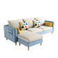Scandinavian 32.28 " H Cotton Blend Square Arm Sofa & Chaise Beige Light Blue Clearhalo 'furn' 'furn_sectionals' 'Furniture' 'Living Room Furniture' 'Sectionals' 6135883